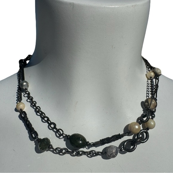 Vintage 90s Y2K Gothic Floral Beaded Inspirational Long Necklace - Picture 2 of 13